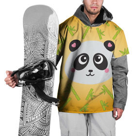 Накидка на куртку 3D с принтом Панда с бамбуком в Петрозаводске, 100% полиэстер |  | бамбук | оранжевый | панда