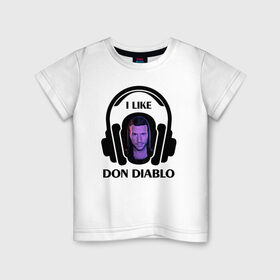 Детская футболка хлопок с принтом I like Don Diablo в Петрозаводске, 100% хлопок | круглый вырез горловины, полуприлегающий силуэт, длина до линии бедер | Тематика изображения на принте: beatport | club | dj | don diablo | edm | electro | house | musical freedom | production | radio | retro style | spinnin | techno | top | trance | клуб | радио | трещины | царапины