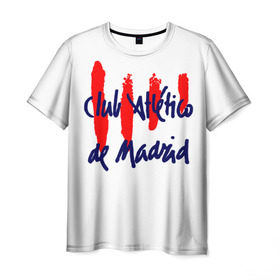 Мужская футболка 3D с принтом Атлетико Мадрид в Петрозаводске, 100% полиэфир | прямой крой, круглый вырез горловины, длина до линии бедер | atletico madrid | club | football | spanish | атлетико мадрид | испанский | клуб | футбольный