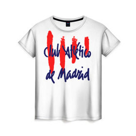 Женская футболка 3D с принтом Атлетико Мадрид в Петрозаводске, 100% полиэфир ( синтетическое хлопкоподобное полотно) | прямой крой, круглый вырез горловины, длина до линии бедер | atletico madrid | club | football | spanish | атлетико мадрид | испанский | клуб | футбольный