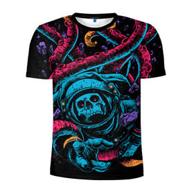 Мужская футболка 3D спортивная с принтом Космический осьминог в Петрозаводске, 100% полиэстер с улучшенными характеристиками | приталенный силуэт, круглая горловина, широкие плечи, сужается к линии бедра | Тематика изображения на принте: astro | cosmo | galaxy | kraken | octopus | space | астронавт | галактика | космонавт | космос | кракен | осьминог