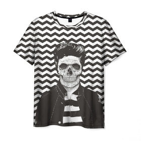 Мужская футболка 3D с принтом Мертвый модник в Петрозаводске, 100% полиэфир | прямой крой, круглый вырез горловины, длина до линии бедер | bone | death | fashion | hipster | skelet | skull | кости | мода | скелет | темный | хипстер | череп