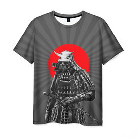 Мужская футболка 3D с принтом Мертвый самурай в Петрозаводске, 100% полиэфир | прямой крой, круглый вырез горловины, длина до линии бедер | bone | japan | samurai | skelet | skull | warrior | воин | катана | кости | меч | самурай | скелет | череп | япония