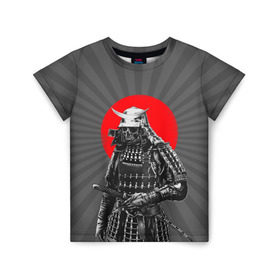 Детская футболка 3D с принтом Мертвый самурай в Петрозаводске, 100% гипоаллергенный полиэфир | прямой крой, круглый вырез горловины, длина до линии бедер, чуть спущенное плечо, ткань немного тянется | bone | japan | samurai | skelet | skull | warrior | воин | катана | кости | меч | самурай | скелет | череп | япония