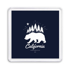 Магнит 55*55 с принтом California Republic в Петрозаводске, Пластик | Размер: 65*65 мм; Размер печати: 55*55 мм | america | bear | california | united states | usa | америка | калифорния | медведь | сша | штаты