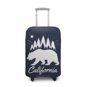 Чехол для чемодана 3D с принтом California Republic в Петрозаводске, 86% полиэфир, 14% спандекс | двустороннее нанесение принта, прорези для ручек и колес | america | bear | california | united states | usa | америка | калифорния | медведь | сша | штаты