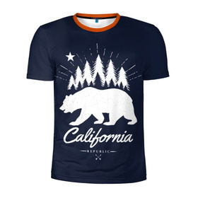 Мужская футболка 3D спортивная с принтом California Republic в Петрозаводске, 100% полиэстер с улучшенными характеристиками | приталенный силуэт, круглая горловина, широкие плечи, сужается к линии бедра | Тематика изображения на принте: america | bear | california | united states | usa | америка | калифорния | медведь | сша | штаты