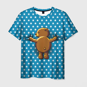 Мужская футболка 3D с принтом Медвежьи объятия в Петрозаводске, 100% полиэфир | прямой крой, круглый вырез горловины, длина до линии бедер | bear | beast | kid | love | teddy | toy | звезды | зверь | игрушка | любовь | медведь | мишка