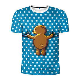 Мужская футболка 3D спортивная с принтом Медвежьи объятия в Петрозаводске, 100% полиэстер с улучшенными характеристиками | приталенный силуэт, круглая горловина, широкие плечи, сужается к линии бедра | bear | beast | kid | love | teddy | toy | звезды | зверь | игрушка | любовь | медведь | мишка