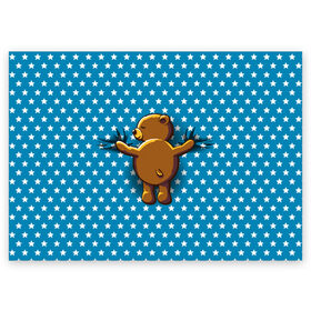 Поздравительная открытка с принтом Медвежьи объятия в Петрозаводске, 100% бумага | плотность бумаги 280 г/м2, матовая, на обратной стороне линовка и место для марки
 | Тематика изображения на принте: bear | beast | kid | love | teddy | toy | звезды | зверь | игрушка | любовь | медведь | мишка