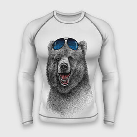 Мужской рашгард 3D с принтом Счастливый медведь в Петрозаводске,  |  | animal | bear | beast | fashion | funny | животное | зверь | медведь | мода | радость | счастье