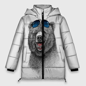 Женская зимняя куртка 3D с принтом Счастливый медведь в Петрозаводске, верх — 100% полиэстер; подкладка — 100% полиэстер; утеплитель — 100% полиэстер | длина ниже бедра, силуэт Оверсайз. Есть воротник-стойка, отстегивающийся капюшон и ветрозащитная планка. 

Боковые карманы с листочкой на кнопках и внутренний карман на молнии | animal | bear | beast | fashion | funny | животное | зверь | медведь | мода | радость | счастье