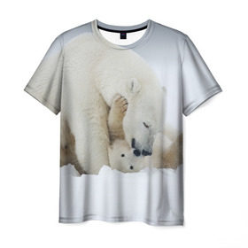 Мужская футболка 3D с принтом Идиллия в Петрозаводске, 100% полиэфир | прямой крой, круглый вырез горловины, длина до линии бедер | айсберг | арктика | животные | лёд | медведи | природа | север | снег