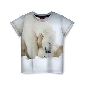 Детская футболка 3D с принтом Идиллия в Петрозаводске, 100% гипоаллергенный полиэфир | прямой крой, круглый вырез горловины, длина до линии бедер, чуть спущенное плечо, ткань немного тянется | айсберг | арктика | животные | лёд | медведи | природа | север | снег