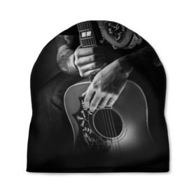 Шапка 3D с принтом Гитарист в Петрозаводске, 100% полиэстер | универсальный размер, печать по всей поверхности изделия | rock | гитара | рок | рок жив | рок музыка | русский рок