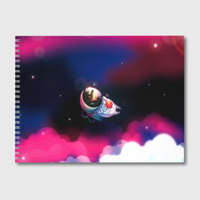 Альбом для рисования с принтом Ёжик в космосе в Петрозаводске, 100% бумага
 | матовая бумага, плотность 200 мг. | в тумане | еж