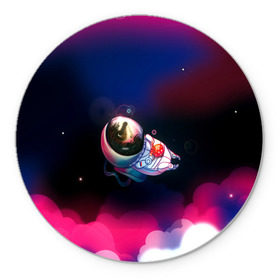 Коврик круглый с принтом Ёжик в космосе в Петрозаводске, резина и полиэстер | круглая форма, изображение наносится на всю лицевую часть | в тумане | еж