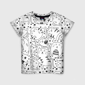 Детская футболка 3D с принтом Котейки в Петрозаводске, 100% гипоаллергенный полиэфир | прямой крой, круглый вырез горловины, длина до линии бедер, чуть спущенное плечо, ткань немного тянется | cat | кот | котенок | котик | кошка | принт | рисунок