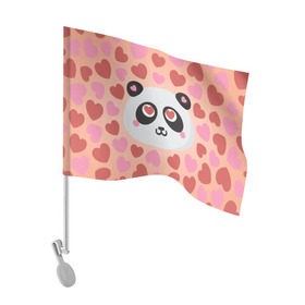 Флаг для автомобиля с принтом Влюбленная панда в Петрозаводске, 100% полиэстер | Размер: 30*21 см | любовь | панда | сердце