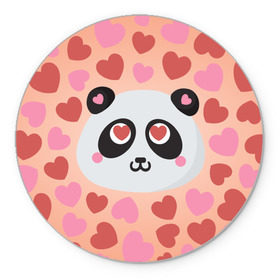 Коврик круглый с принтом Влюбленная панда в Петрозаводске, резина и полиэстер | круглая форма, изображение наносится на всю лицевую часть | любовь | панда | сердце