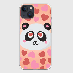 Чехол для iPhone 13 с принтом Влюбленная панда в Петрозаводске,  |  | Тематика изображения на принте: любовь | панда | сердце