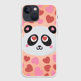 Чехол для iPhone 13 mini с принтом Влюбленная панда в Петрозаводске,  |  | Тематика изображения на принте: любовь | панда | сердце