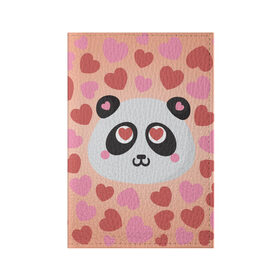 Обложка для паспорта матовая кожа с принтом Влюбленная панда в Петрозаводске, натуральная матовая кожа | размер 19,3 х 13,7 см; прозрачные пластиковые крепления | Тематика изображения на принте: любовь | панда | сердце