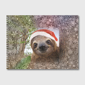 Альбом для рисования с принтом Рождественский ленивец в Петрозаводске, 100% бумага
 | матовая бумага, плотность 200 мг. | джунгли | животное | ленивый | лень | новый год | рождество | снег | снежинки | тропики | улыбка | шапка