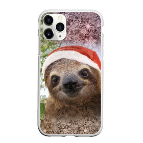 Чехол для iPhone 11 Pro матовый с принтом Рождественский ленивец в Петрозаводске, Силикон |  | джунгли | животное | ленивый | лень | новый год | рождество | снег | снежинки | тропики | улыбка | шапка