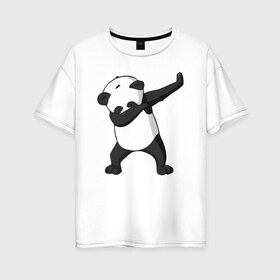 Женская футболка хлопок Oversize с принтом Panda dab в Петрозаводске, 100% хлопок | свободный крой, круглый ворот, спущенный рукав, длина до линии бедер
 | дэб | панда