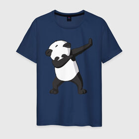 Мужская футболка хлопок с принтом Panda dab в Петрозаводске, 100% хлопок | прямой крой, круглый вырез горловины, длина до линии бедер, слегка спущенное плечо. | дэб | панда