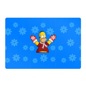 Магнитный плакат 3Х2 с принтом Симпсоны новогодние 2 в Петрозаводске, Полимерный материал с магнитным слоем | 6 деталей размером 9*9 см | simpsons | барт | барт симпсон | гомер | гомер симпсон | новый год | симпсоны | снег | снежинки