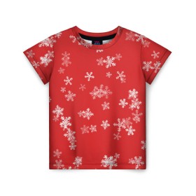 Детская футболка 3D с принтом Снежная феерия (красный) в Петрозаводске, 100% гипоаллергенный полиэфир | прямой крой, круглый вырез горловины, длина до линии бедер, чуть спущенное плечо, ткань немного тянется | 