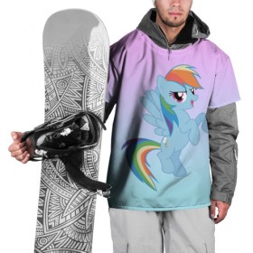 Накидка на куртку 3D с принтом Rainbowdash в Петрозаводске, 100% полиэстер |  | mlp | pony | rainbowdash | raindbow dash | пони