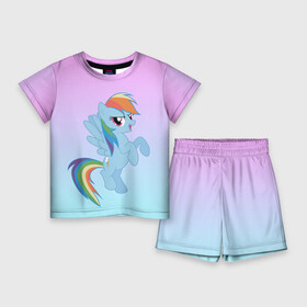 Детский костюм с шортами 3D с принтом Rainbowdash в Петрозаводске,  |  | mlp | pony | rainbowdash | raindbow dash | пони