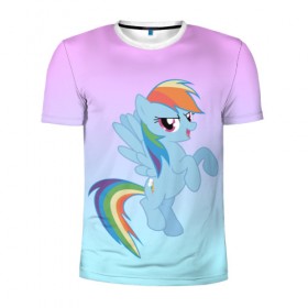 Мужская футболка 3D спортивная с принтом Rainbowdash в Петрозаводске, 100% полиэстер с улучшенными характеристиками | приталенный силуэт, круглая горловина, широкие плечи, сужается к линии бедра | Тематика изображения на принте: mlp | pony | rainbowdash | raindbow dash | пони