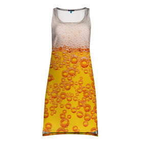 Платье-майка 3D с принтом Пивная тема в Петрозаводске, 100% полиэстер | полуприлегающий силуэт, широкие бретели, круглый вырез горловины, удлиненный подол сзади. | пена | прикол | пузырьки