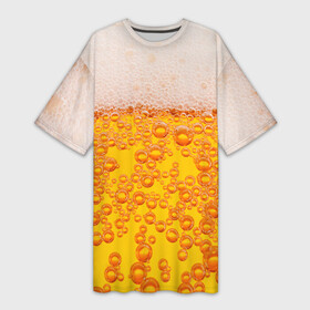 Платье-футболка 3D с принтом Пивная тема в Петрозаводске,  |  | пена | прикол | пузырьки