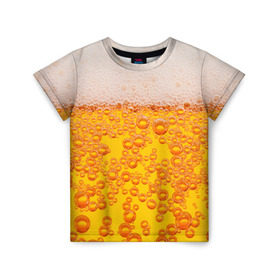 Детская футболка 3D с принтом Пивная тема в Петрозаводске, 100% гипоаллергенный полиэфир | прямой крой, круглый вырез горловины, длина до линии бедер, чуть спущенное плечо, ткань немного тянется | Тематика изображения на принте: пена | прикол | пузырьки