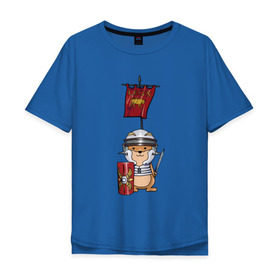 Мужская футболка хлопок Oversize с принтом Хомячок-воин! в Петрозаводске, 100% хлопок | свободный крой, круглый ворот, “спинка” длиннее передней части | легионер | рим | хомяк