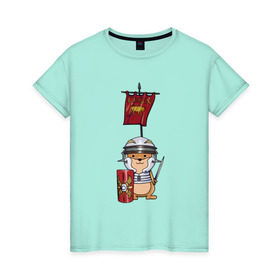 Женская футболка хлопок с принтом Хомячок-воин! в Петрозаводске, 100% хлопок | прямой крой, круглый вырез горловины, длина до линии бедер, слегка спущенное плечо | легионер | рим | хомяк