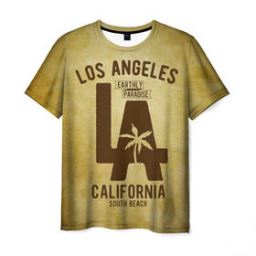 Мужская футболка 3D с принтом Лос-Анджелес в Петрозаводске, 100% полиэфир | прямой крой, круглый вырез горловины, длина до линии бедер | Тематика изображения на принте: america | beach | california state | los angeles | palm trees | sea | states | united | usa | америки | калифорния | лос анджелес | море | пальмы | пляж | соединенные | сша | штат | штаты