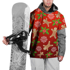 Накидка на куртку 3D с принтом Новогодний узор в Петрозаводске, 100% полиэстер |  | Тематика изображения на принте: новогодний узор | новый год | омела | пряничный человечек | снежинка | узор