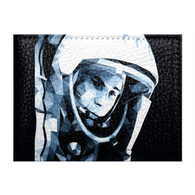Обложка для студенческого билета с принтом Гагарин в Петрозаводске, натуральная кожа | Размер: 11*8 см; Печать на всей внешней стороне | Тематика изображения на принте: поехали | полигоны | юрий