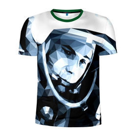 Мужская футболка 3D спортивная с принтом Гагарин в Петрозаводске, 100% полиэстер с улучшенными характеристиками | приталенный силуэт, круглая горловина, широкие плечи, сужается к линии бедра | Тематика изображения на принте: поехали | полигоны | юрий