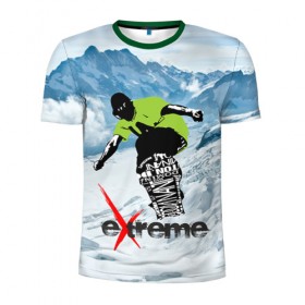Мужская футболка 3D спортивная с принтом Extreme в Петрозаводске, 100% полиэстер с улучшенными характеристиками | приталенный силуэт, круглая горловина, широкие плечи, сужается к линии бедра | extreme | snowboard | сноуборд | экстрим