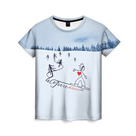 Женская футболка 3D с принтом Шерегеш в Петрозаводске, 100% полиэфир ( синтетическое хлопкоподобное полотно) | прямой крой, круглый вырез горловины, длина до линии бедер | gesh | геш | лыжи | лыжник | сноуборд | шерегеш | шершавель