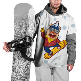Накидка на куртку 3D с принтом Мишка сноубордист в Петрозаводске, 100% полиэстер |  | Тематика изображения на принте: extreme | snowboard | медведь | мишка | сноуборд | экстрим