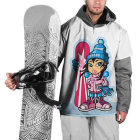 Накидка на куртку 3D с принтом Snowboard girl 3 в Петрозаводске, 100% полиэстер |  | extreme | girl | snowboard | девушка | сноуборд | экстрим