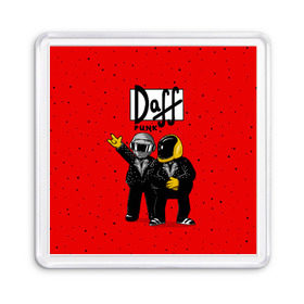 Магнит 55*55 с принтом Daff Punk в Петрозаводске, Пластик | Размер: 65*65 мм; Размер печати: 55*55 мм | donut | homer | music | simpson | барт | гомер | музыка | пончик | симпсон